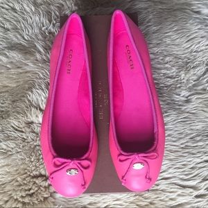 Coach hot pink leather ballet flats size 7M